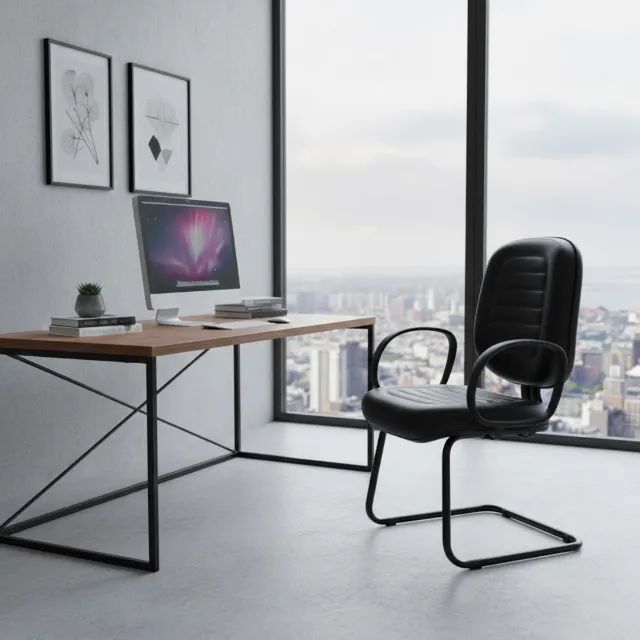 Cadeira Diretor Base em ?S? Preta com Braço Corsa Conforto Ergonômico Modelo 30300
