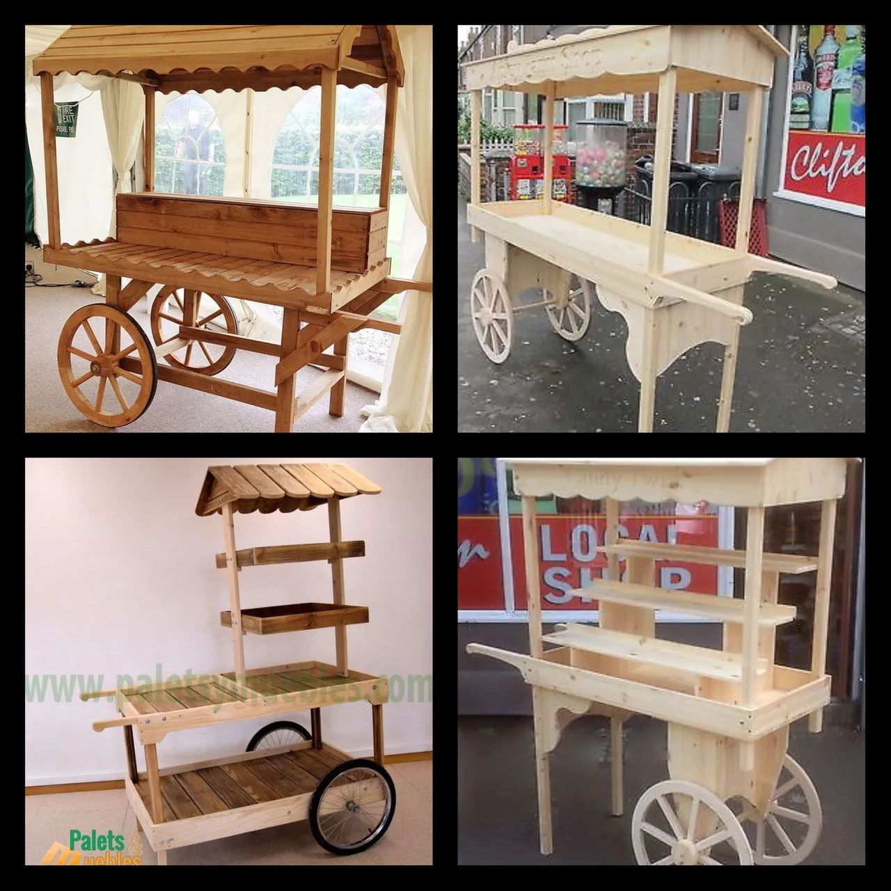 Carrinho de venda stand barracas de madeira