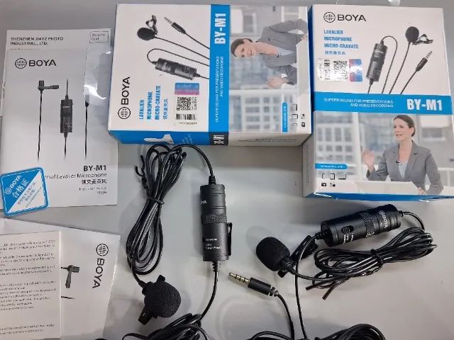 Boya BY-M1. Dois microfones lapela. Novos, sem uso.