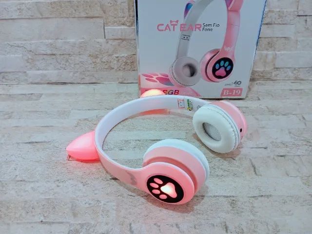 Fone Gatinho Bluetooth 5.0 Com Led Rgb - Foto 4