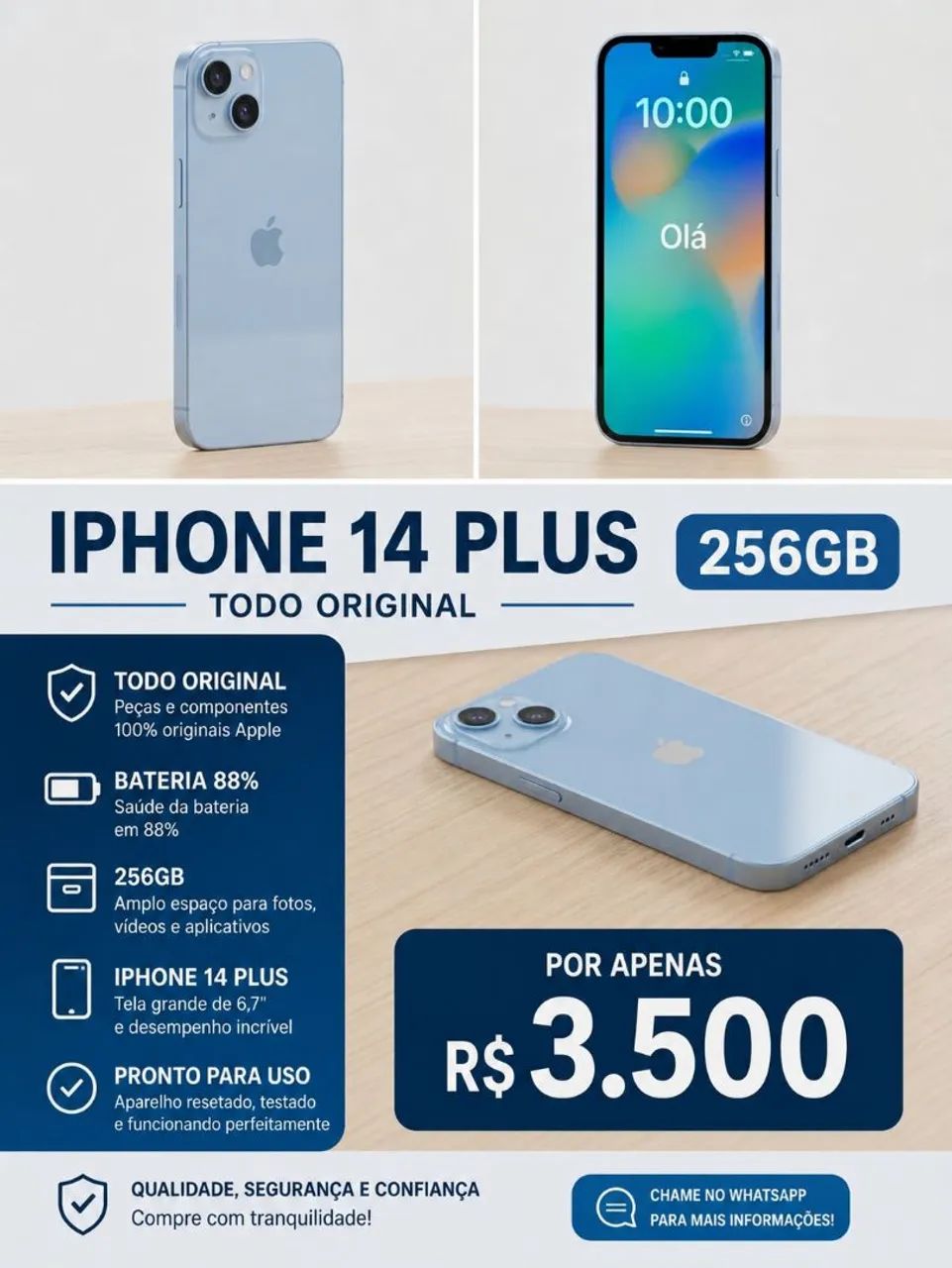 iPhone14 Plus / Blue / 256GB / US版(Blue) iPhone 14 Apple 256GB Azul | KaBuM!