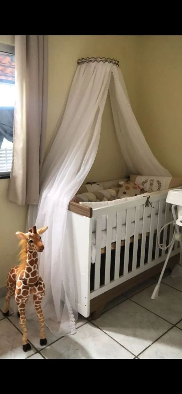 Berço Minicama Retrô Peroba Americano Branco/carvalho