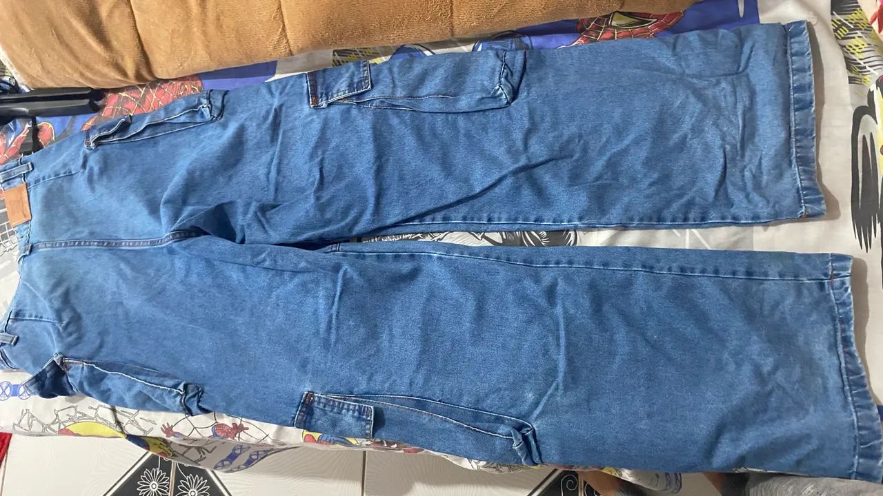 Calça jeans cargo moderna e confortável - Foto 2