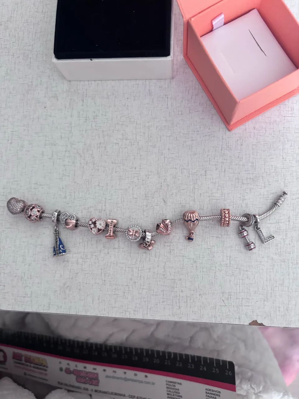 Pulseira Pandora Original Completa com 12 Charms + Caixa | Prata 925 - Foto 5