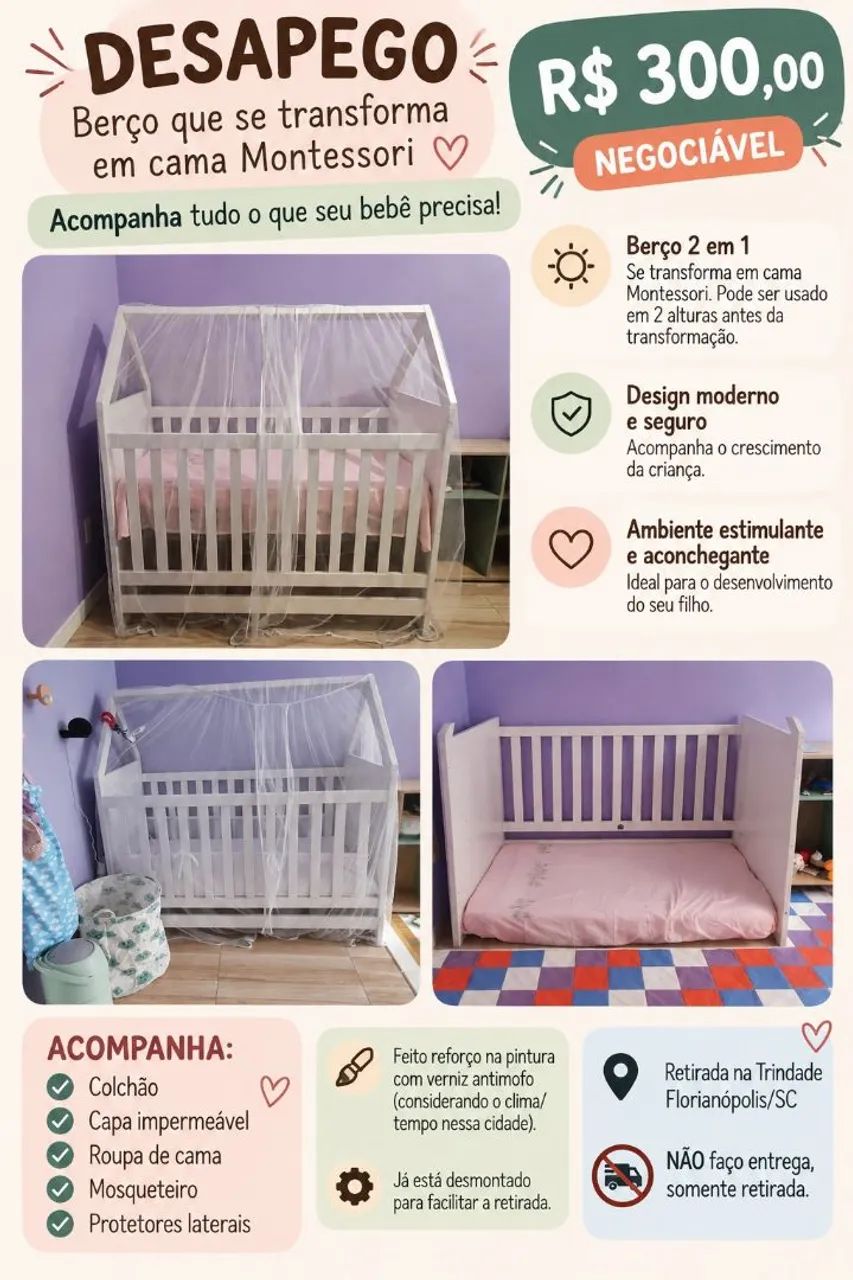 Berço 3 em 1 