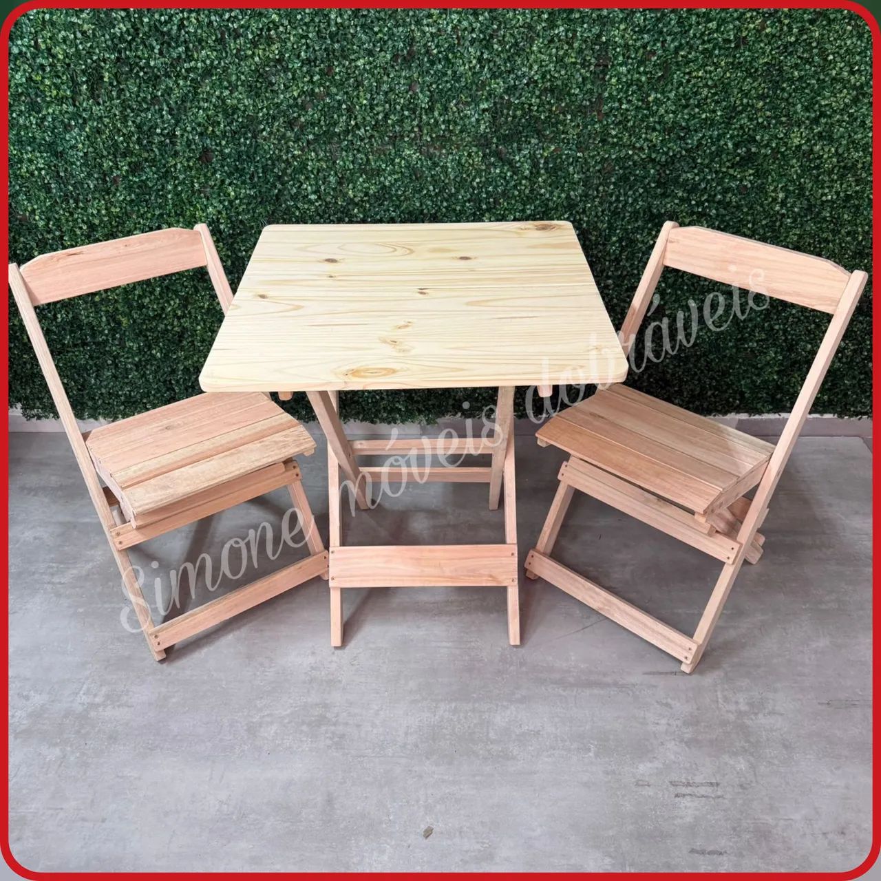 Mesa 70x70 dobrável com 4 cadeiras sem pintura - Foto 3
