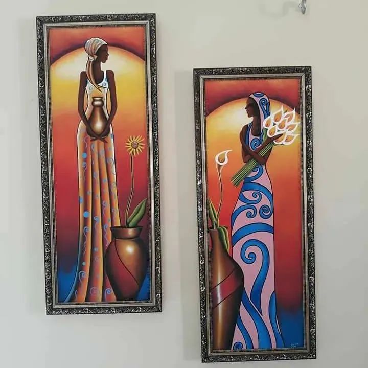 Quadros pintados há mão em tecido  - Foto 2