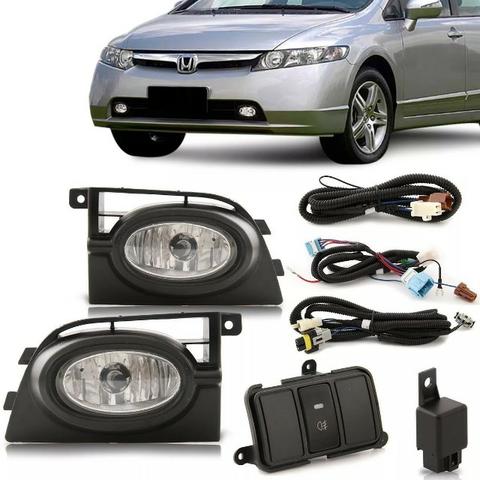 Kit Farol Milha Auxiliar Neblina Honda Civic 2006 2007 2008