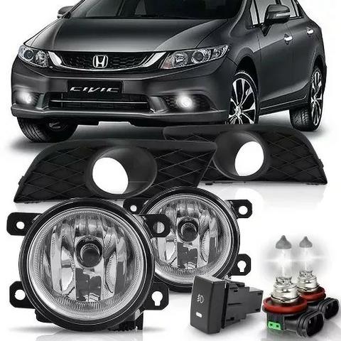 Kit Farol Milha Auxiliar Neblina New Civic 2014 2015 Preto