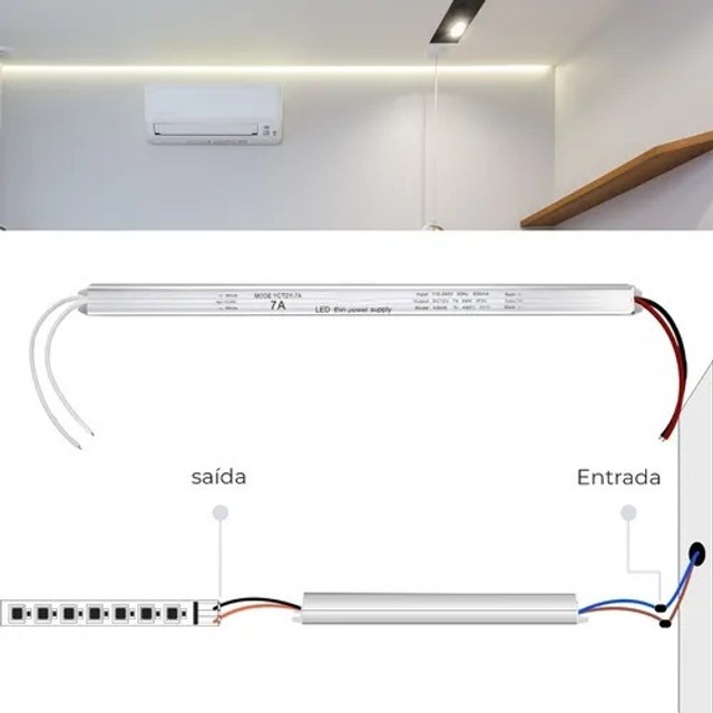 Fonte Slim Driver Para Perfil Fita De Led 12v 7a - Foto 2