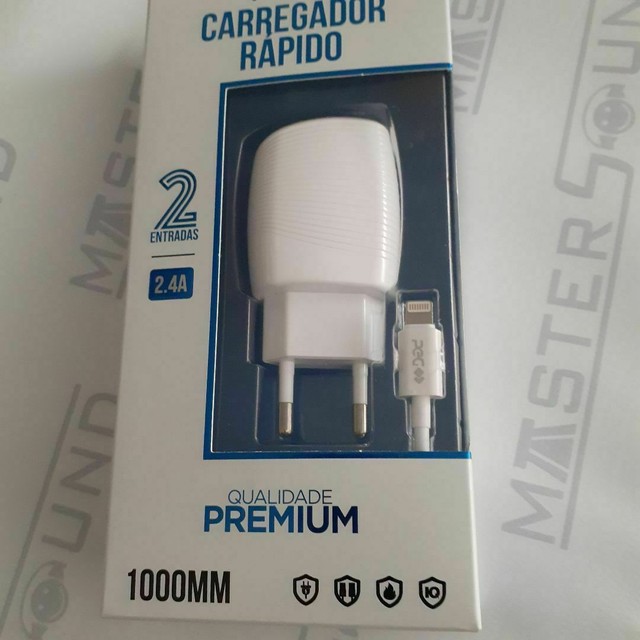 Kit carregador rápido de parede. Com duas entradas usb. Cabo com entrada lightning. Novo. 