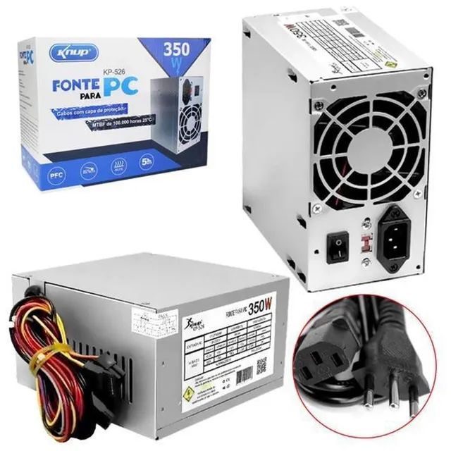 Fonte para pc computador 350W Bivolt Knup KP-526 