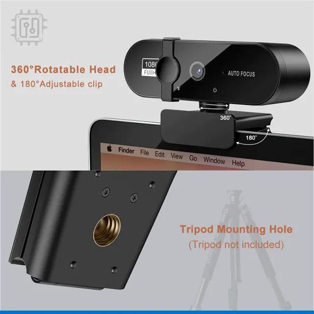 Webcam Full HD 1080p Usb Com o Microfone Autofoco Para Computador Notebook Live Gaming - Foto 3