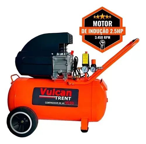 Compressor de ar Vulcan trent 50 Litros 2.5 cv  8 bar 220v Cor Laranja  - Foto 2