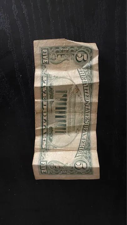 Nota de 5 dólares americana antiga - Foto 2