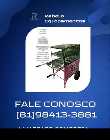 Carrinho Expositor Vitrine Natural em inox em até 10x sem juros no cartão 