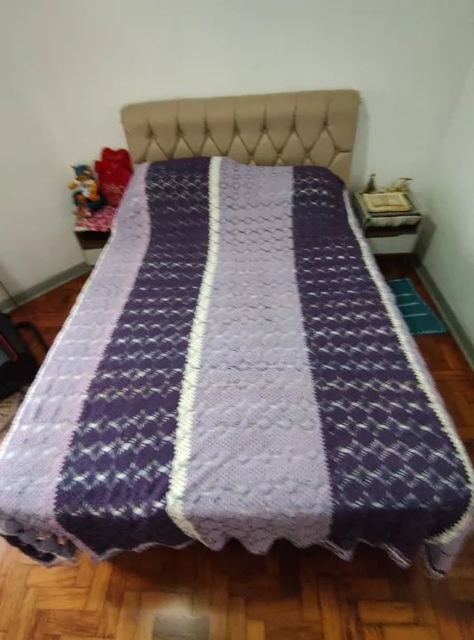 Colcha de crochê Casal em listras
