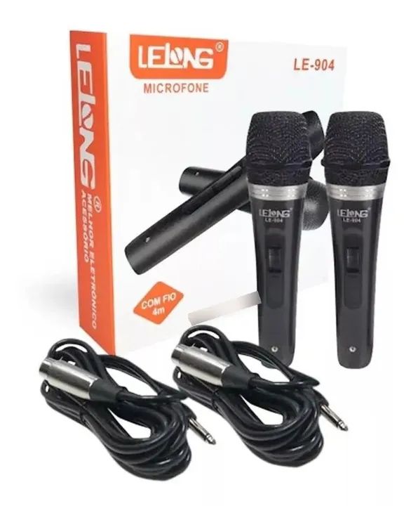 Kit com 2 Microfones Profissionais Lelong LE-904 - Preto Loja Coimbra Computadores Entrega