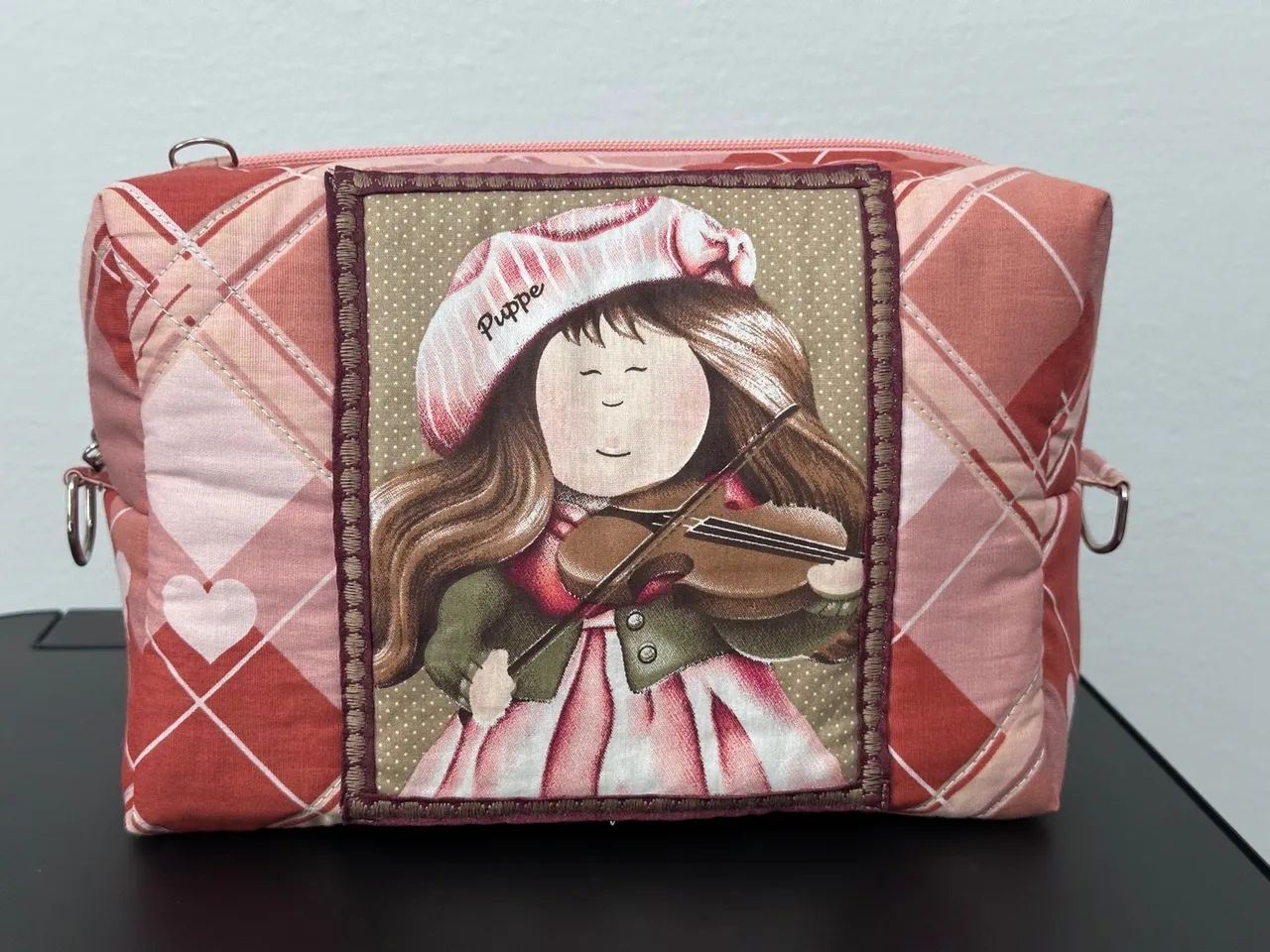 Bolsa Box Menininha Violino Rosa e Marrom