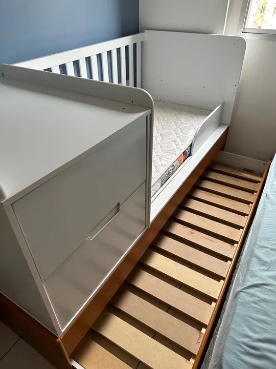 Berço multifuncional + cama auxiliar + colchão  - Foto 3