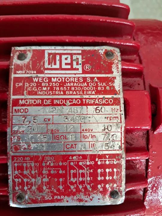 Motobomba Centrífuga Monobloco, Weg 7.5cv, 2 polos, Trifásico, 220/380/440v. - Foto 6