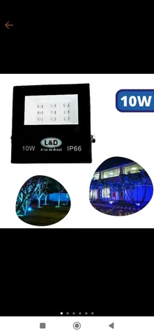 Refletor de led slim 10w luz azul bivolt novo na caixa