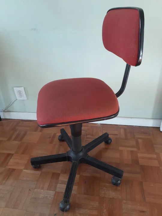 Cadeira Giratória de Escritório Secretária com Rodinhas Vermelho Vinho - Foto 2