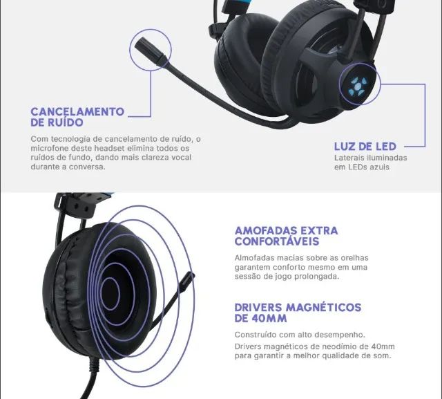 Headset Gamer Fortrek H2 P2 + USB Preto - Foto 2