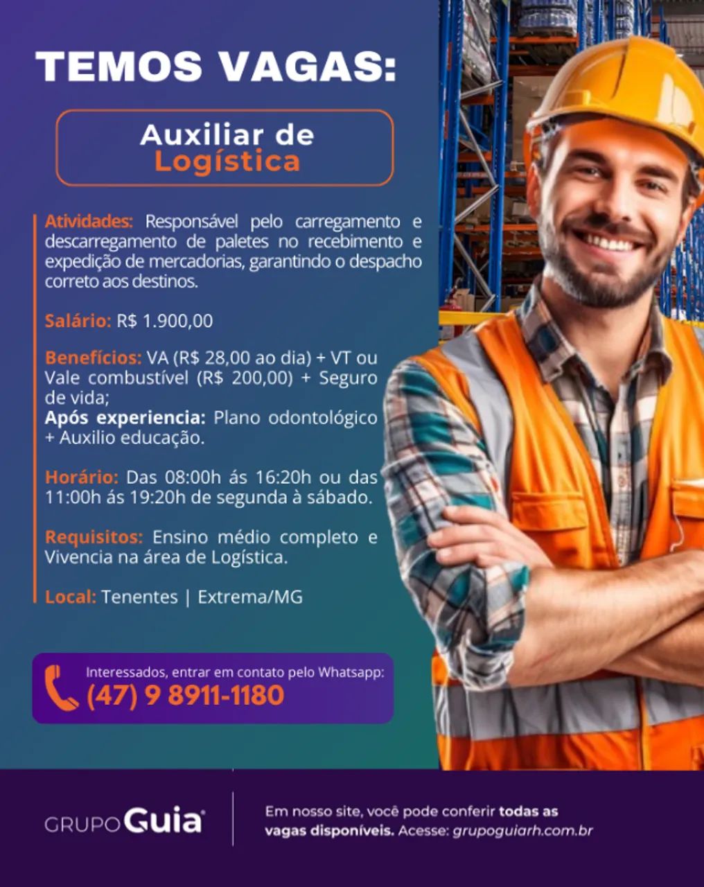 Auxiliar de Logística - Extrema/MG