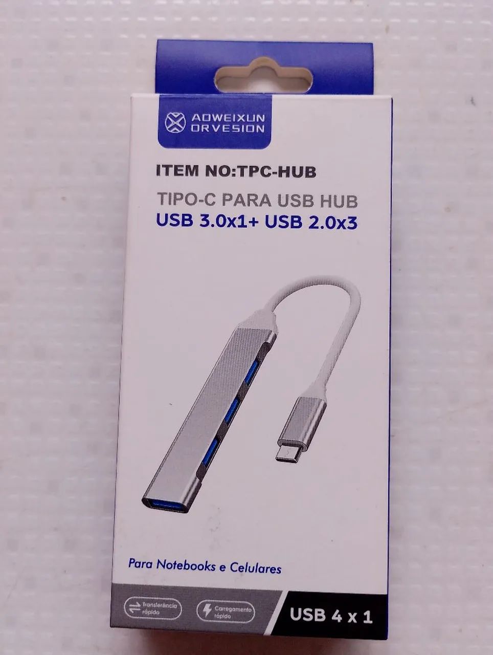 Hub USB Tipo-C 4 em 1 para Notebooks e Celulares