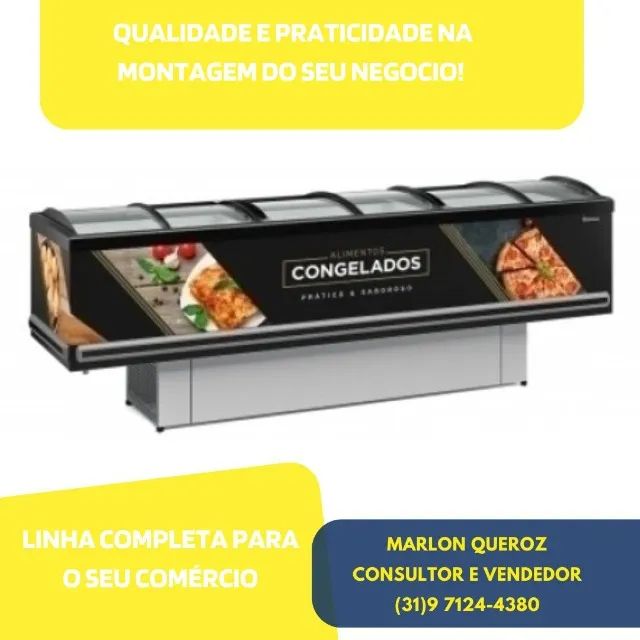 Ilha de Congelados Vidro Curvo 2,90m Gelopar -GESV