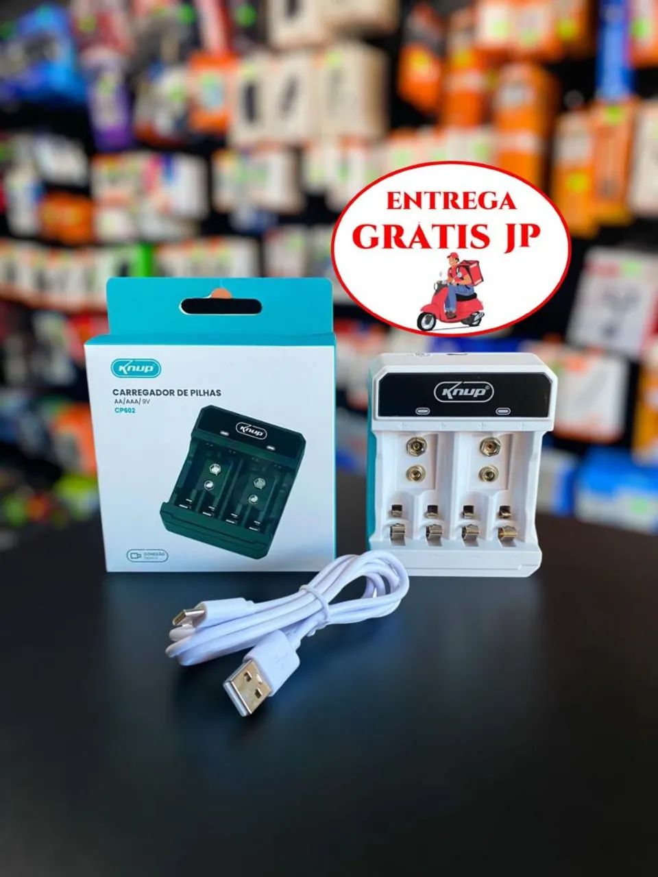 CARREGADOR DE PILHAS KNUP AA/AAA/9V