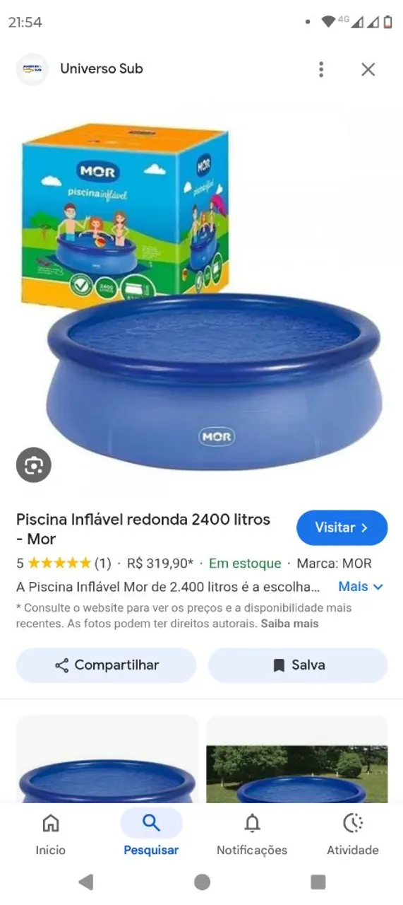 Piscina Inflável Redonda 2400 Litros - MOR