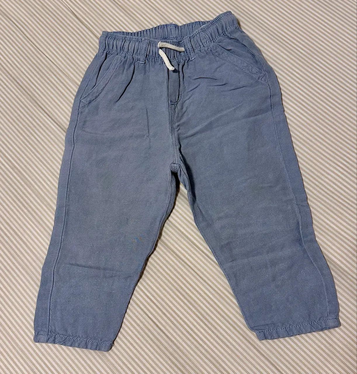Calça infantil azul de linho  - Foto 3