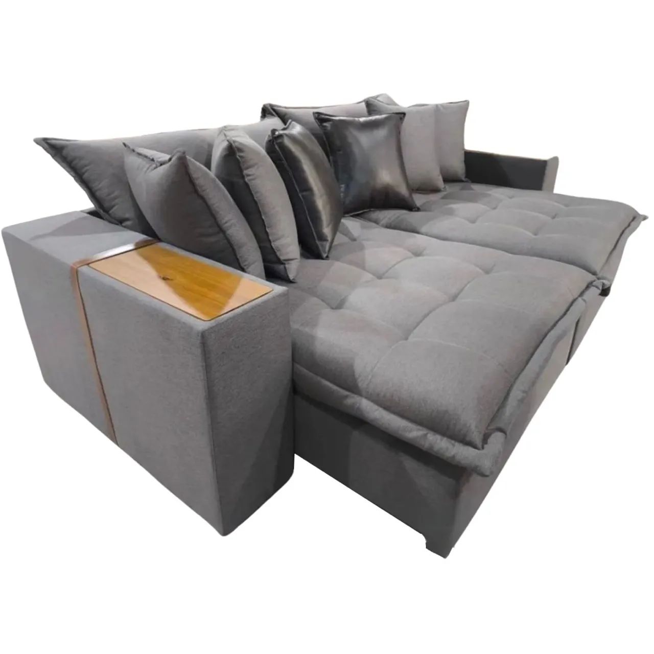 Sofá Cama Retrátil Thebas 2,50 m Linho Cru 304/Courino Dá-las - Foto 3
