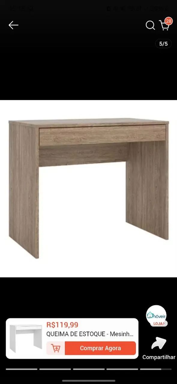 Mesa simples com gaveta nova