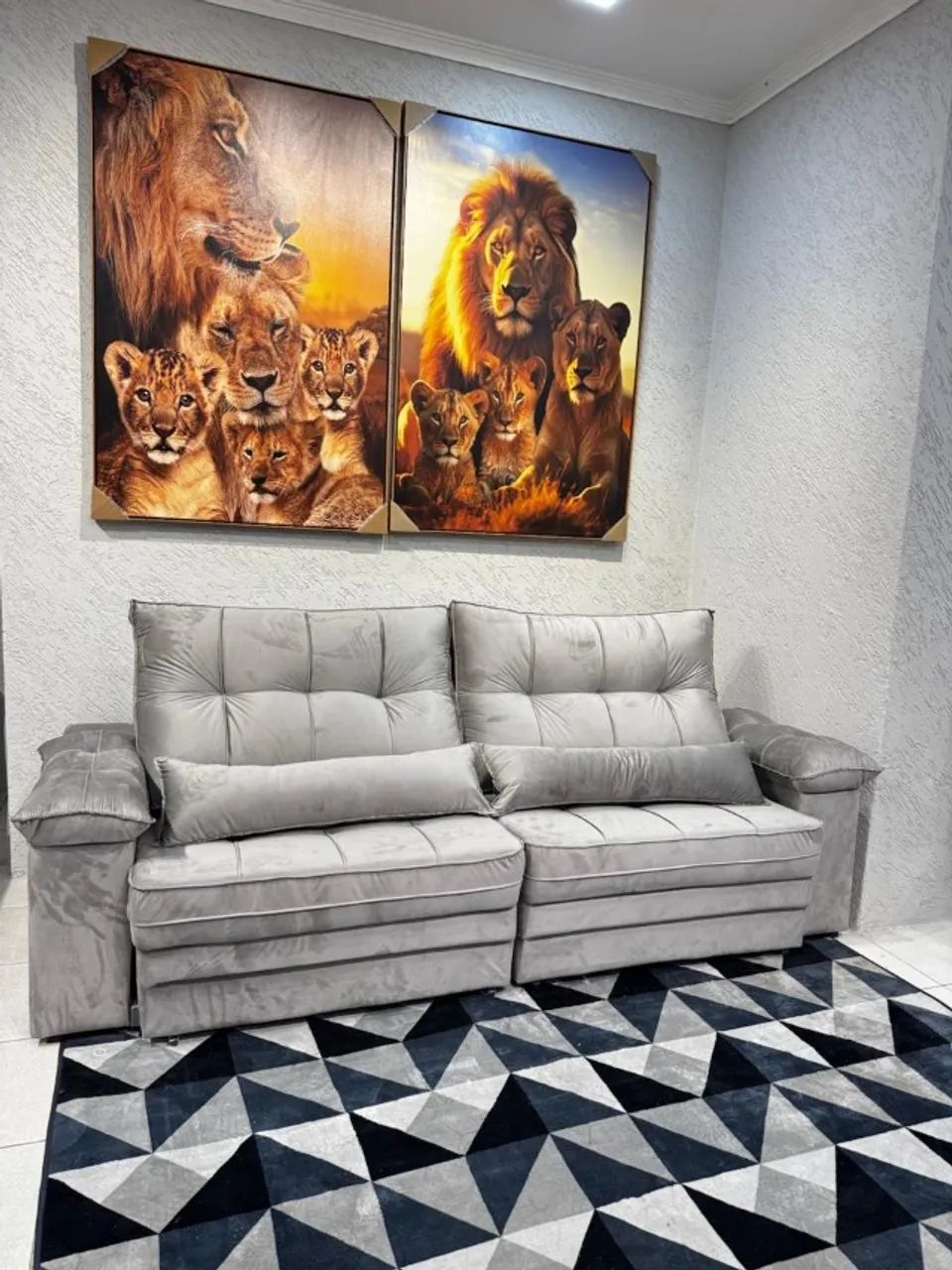 sofa retratil 4 lugares cinza claro - Foto 2