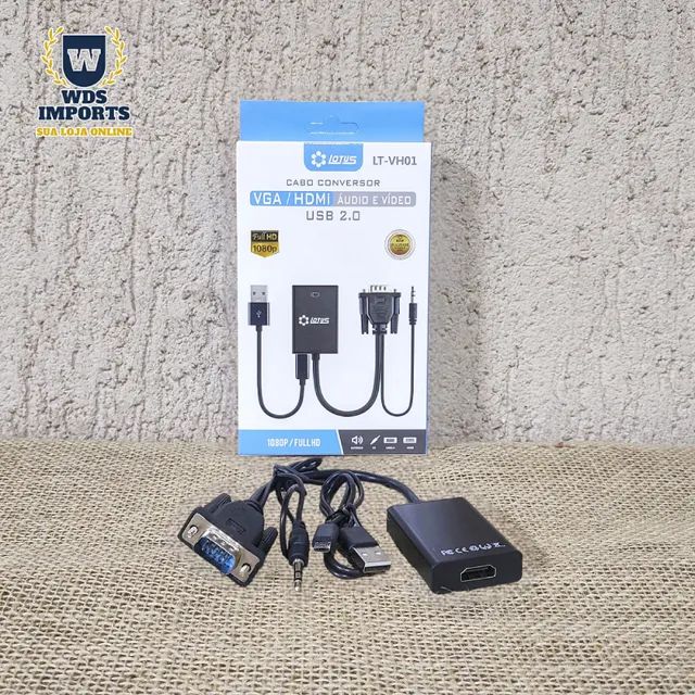 Cabo Conversor Vga Para Hdmi Áudio P2 e Vídeo - Foto 2