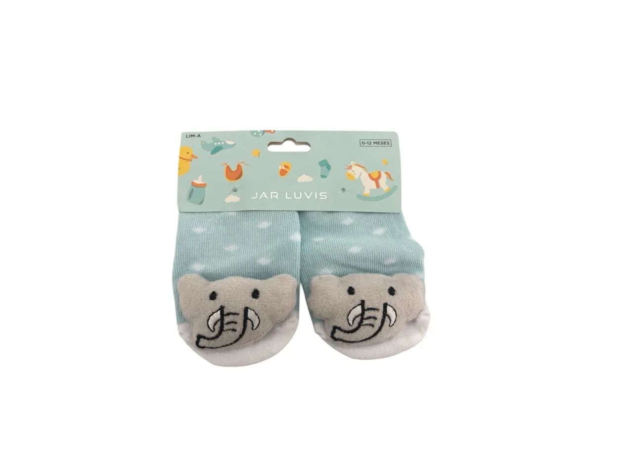 Meias para Bebê com Elefante - 0-12 Meses