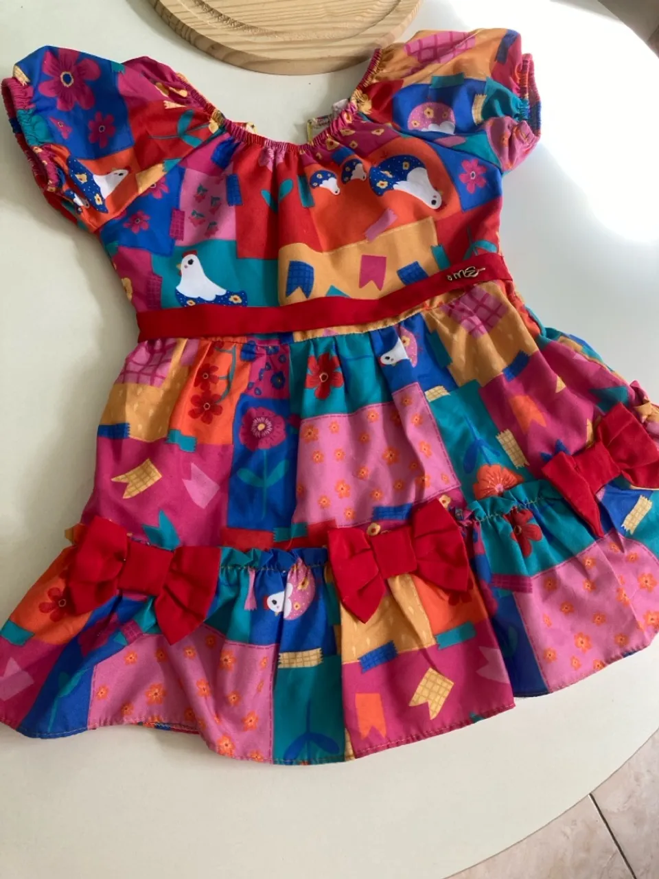 Vestido festa junina Colorido com Laços e Detalhes