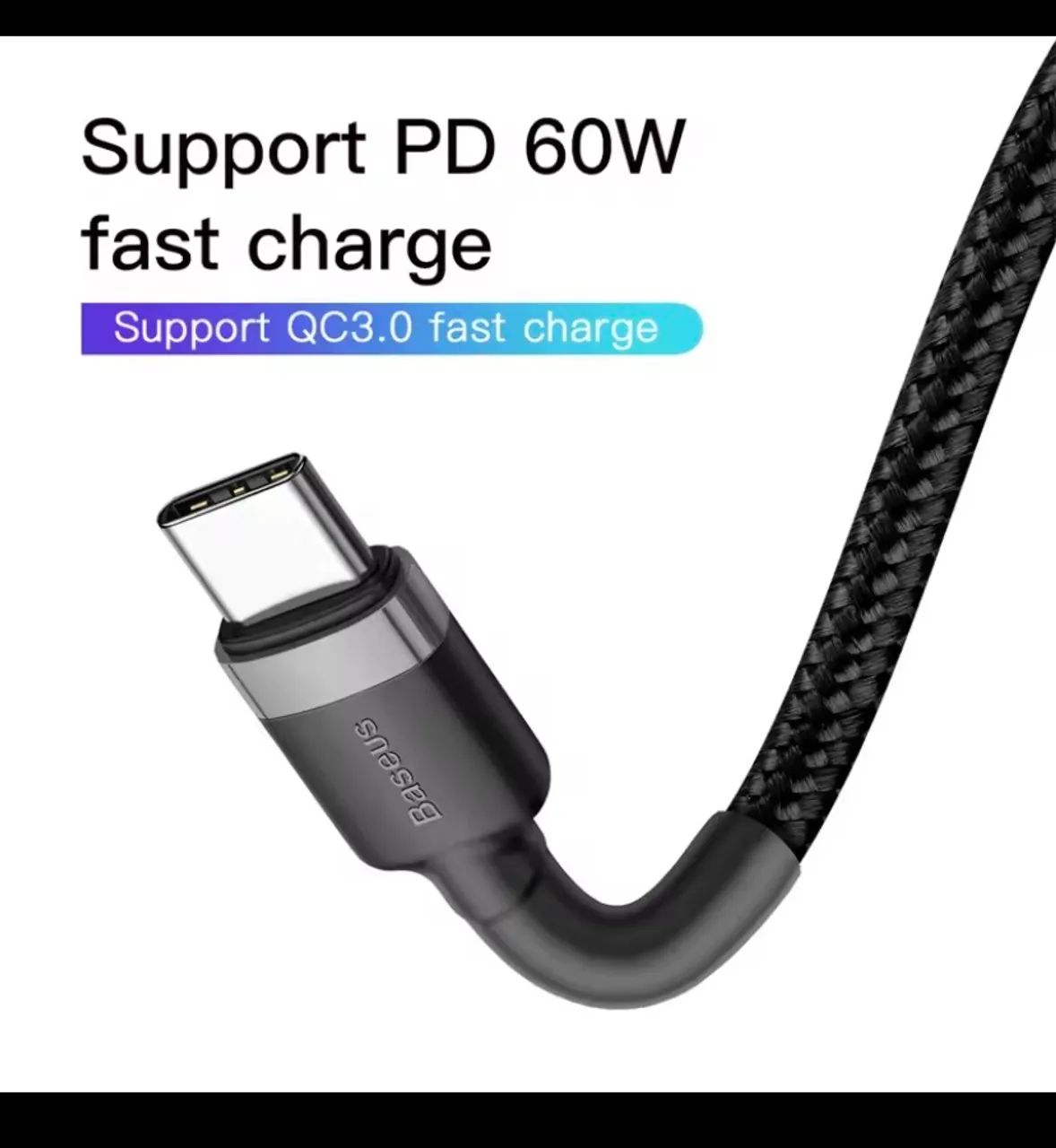 Cabo turbo baseus 60w cabo de iPhone e Android, alta qualidade  - Foto 4