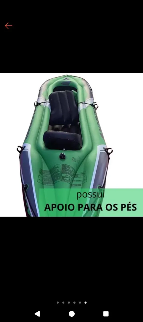 Caiaque inflável com apoio para os pés