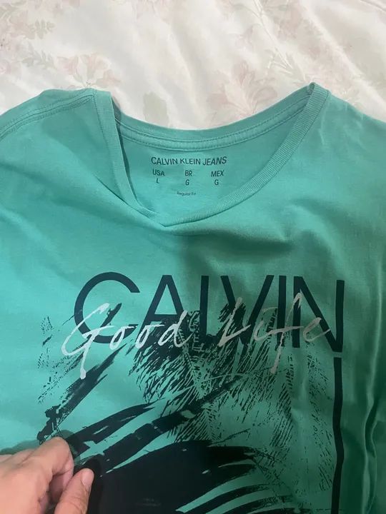 Camiseta Calvin Klein Jeans Verde Tamanho G Roupas Parque