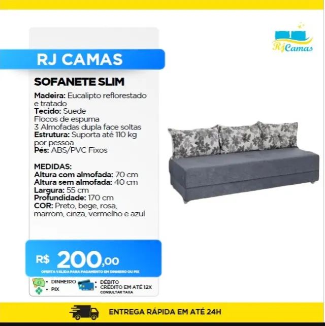 Sofa Cama, Direto da Fábrica, Produto novo, Pague Na Entrega! Cartão 12x!  - Foto 6