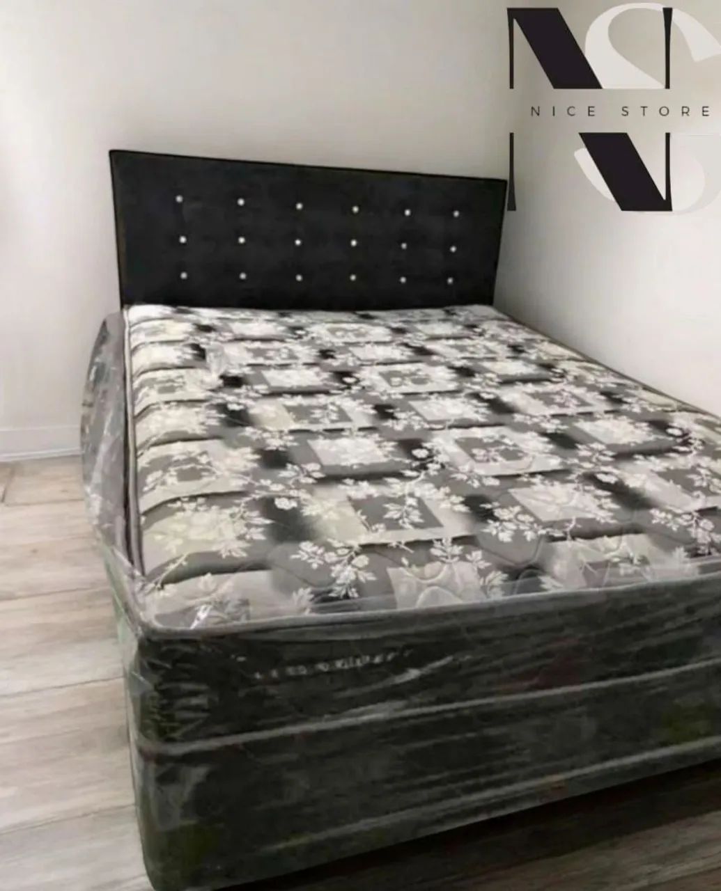 Cama Box Casal com Cabeceira Estofada - Nice Store