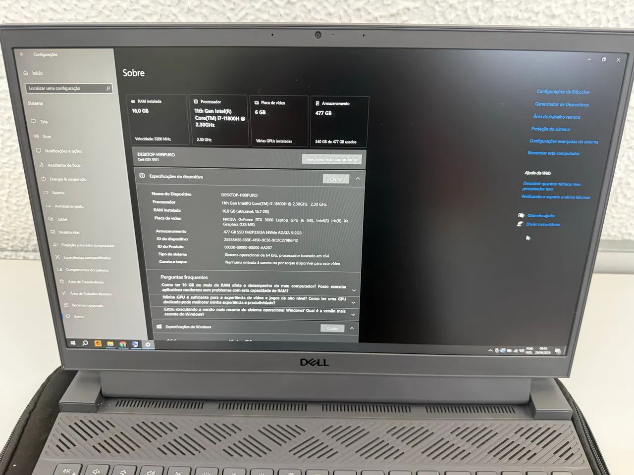 Notebook Gamer Dell G15 5511