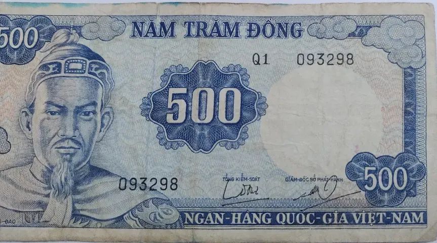 Cédula Nota Antiga 500 Dong Vietnamita 1966 - Foto 6