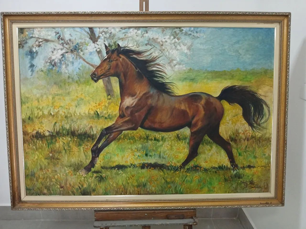Quadro de Cavalo em Campo Florido 90 cm x 120 cm