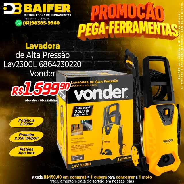Lavadora de Alta Pressão 2.320 lbf/pol Lav2300L 220v Vonder