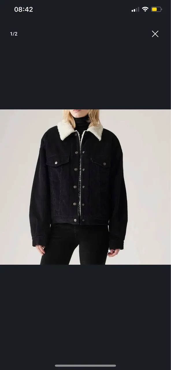 Jaqueta levis preta sherpa m 
